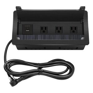 Conference Table Power Hub; Outlet Multimedia Connectivity Box with 3 AC outlets